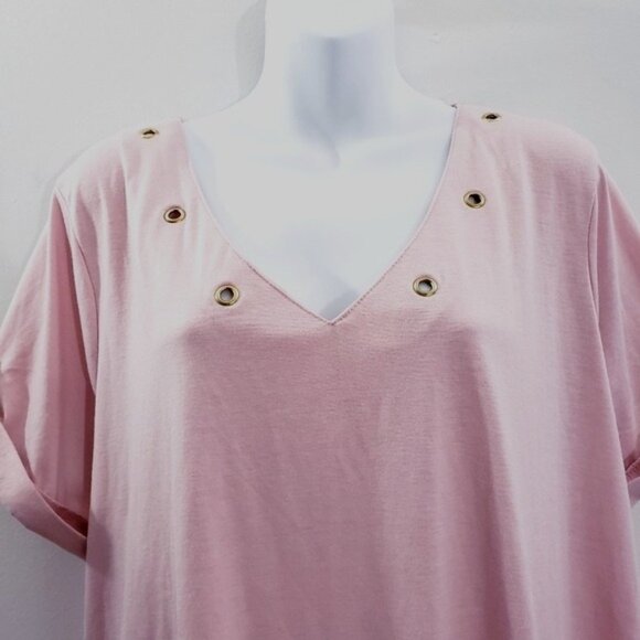 Ashley Blue Plus Size 3X Blush Pink Grommet Top NEW - Picture 2 of 8
